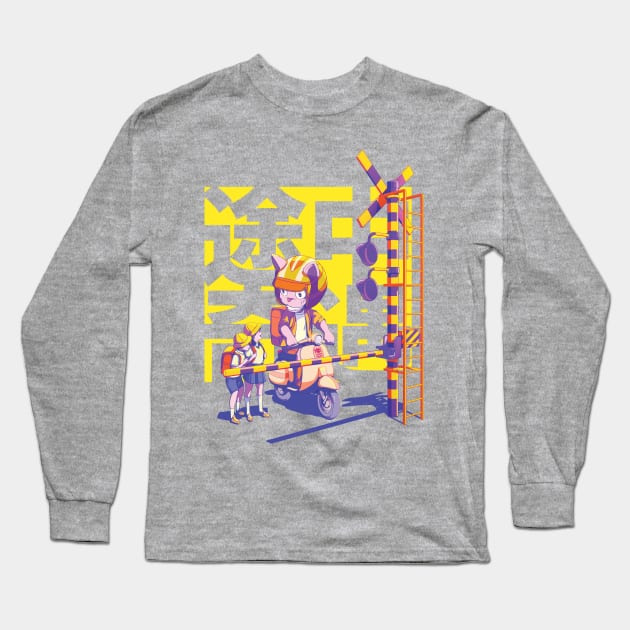 On the Way to School - Yellow Text Long Sleeve T-Shirt by jiun.design